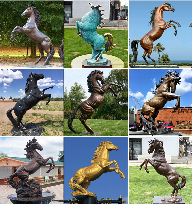 life size rearing horse statues