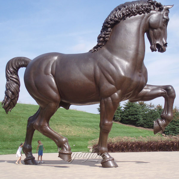 indoor outdoor large standing bronze color horse statue sculpture cost of metal horse statues for sale