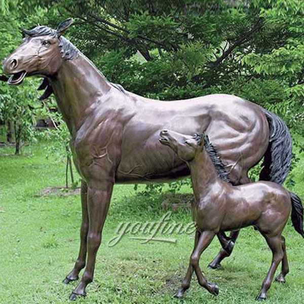 bronze horse and girl horses sculptures landscape