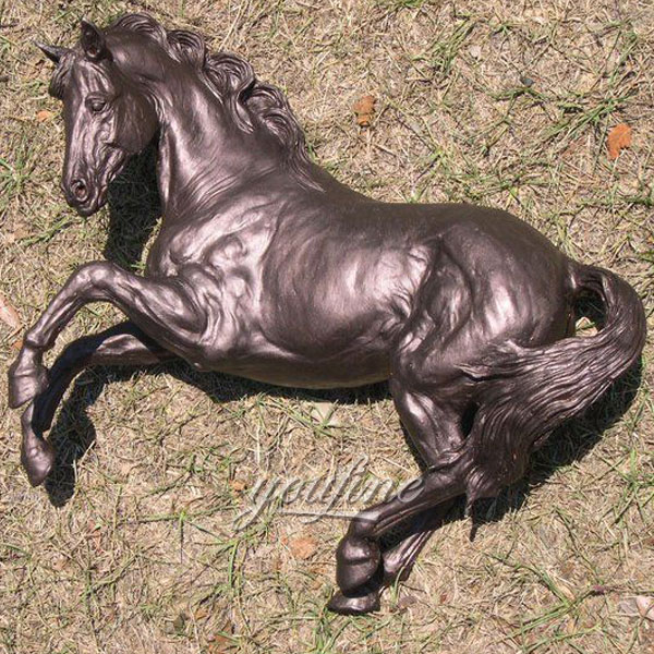 2 ft tall bronze horse stautue grass horse sculpture