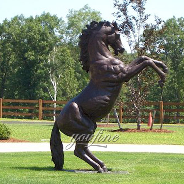 antique western bronze horse statue metal black galloping horse on bird stutue