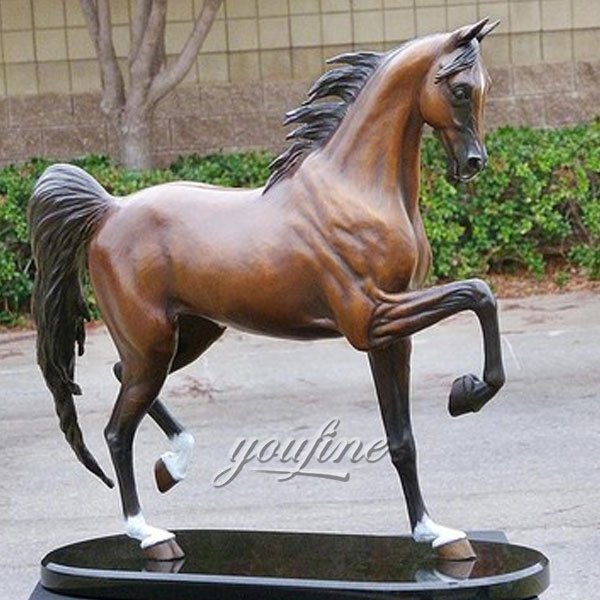 bronze horse with girl standing beside it 42 in tall running horse statue