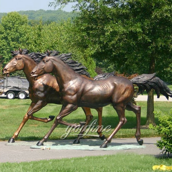 Hot Sale Life Size race bronze horse on pairs garden statues for sale