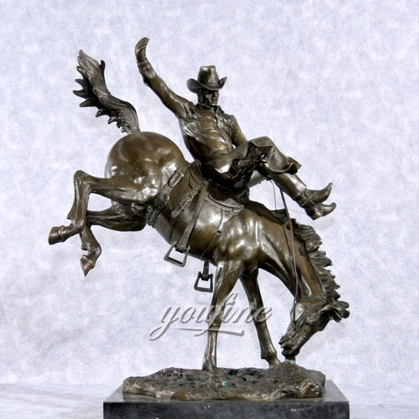 Home decor statue of bronze prancing horse with jockey figurines for sale