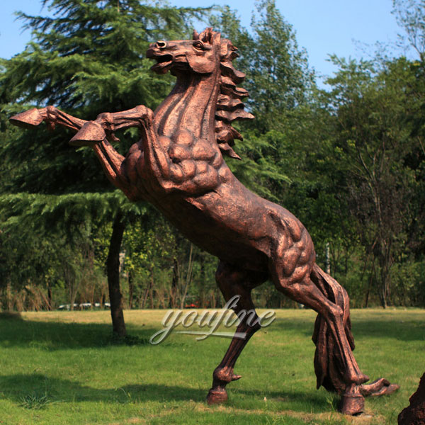 Outdoor life size jumping rearing bronze horse statues for sale