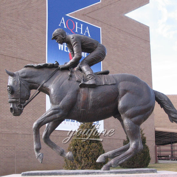Outdoor life size bronze statue of horses with rider for sale