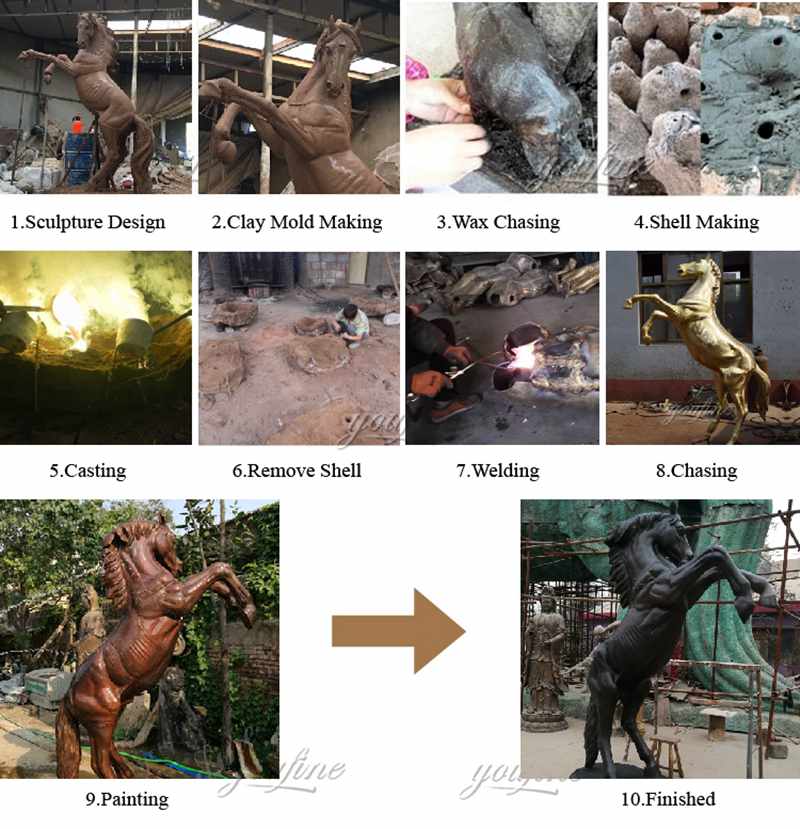 process of bronze horse figurines