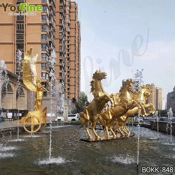 Large Ancient Bronze Chariot and Horses Sculptures Project for Sale BOKK-848