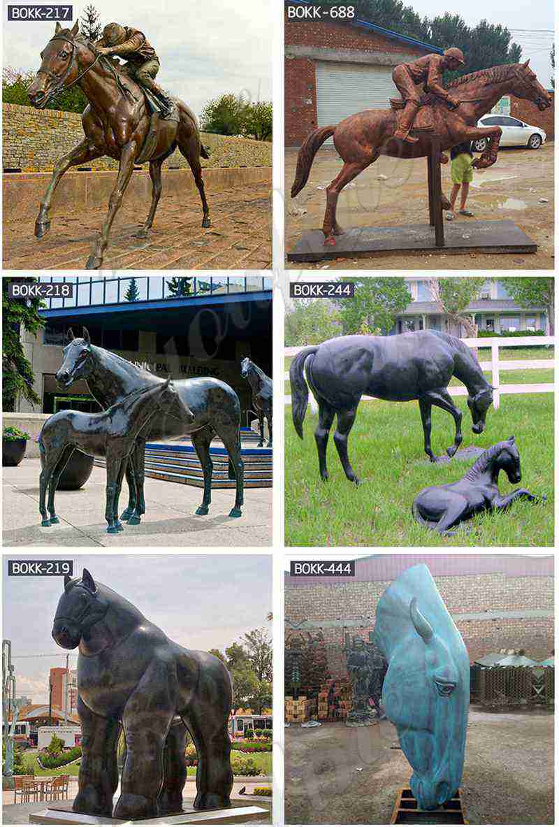 Large Bronze Racing Horse Garden Statue