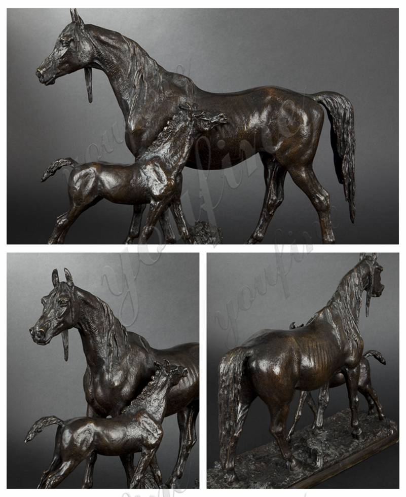 Outdoor Mare and Foal Bronze Statue for Garden Decor