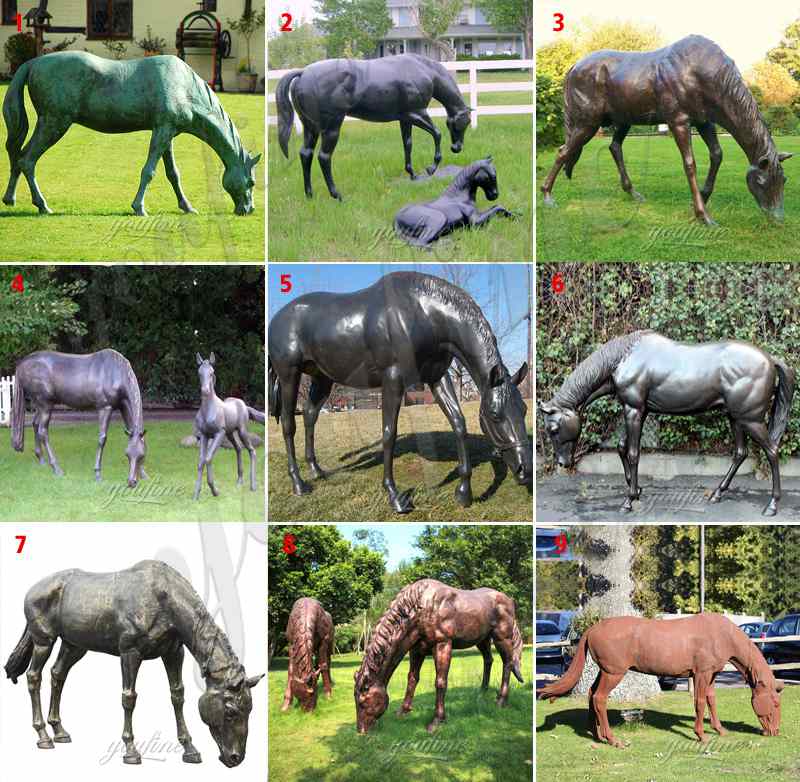 Life Size Bronze Metal Grazing Horse Sculpture for Sale