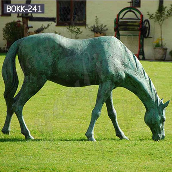 life size bronze grazing horse statue