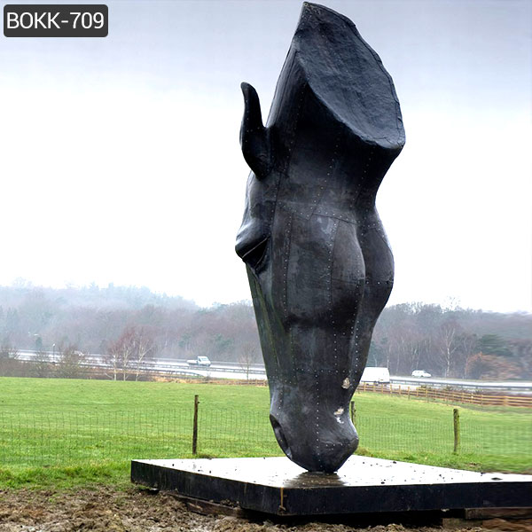Large Black Bronze Horse Head Statues Outdoor Racecourse Decor for Sale