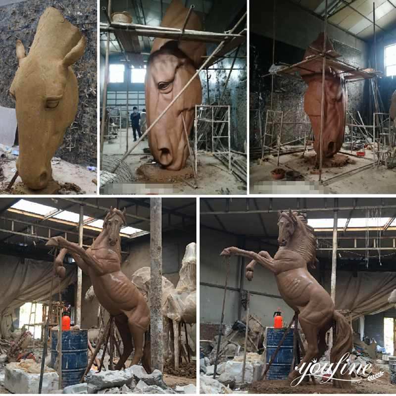 Outdoor Large Jumping Bronze Rearing Horse Statue process
