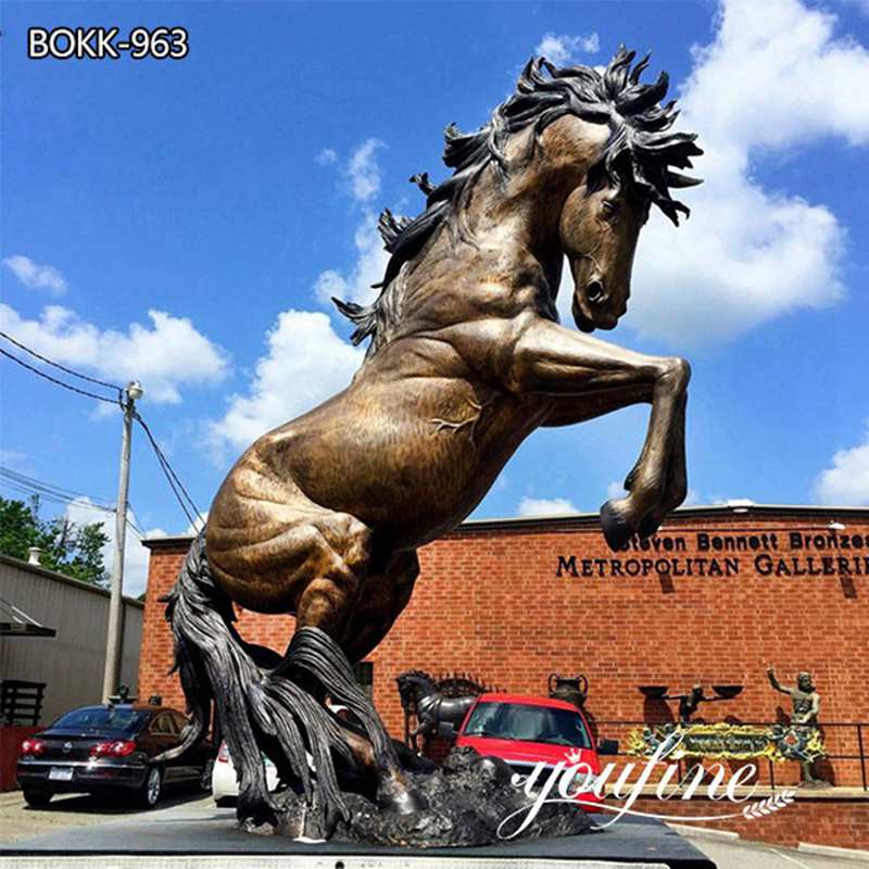 Outdoor Large Jumping Bronze Rearing Horse Statue-youfine sculpture