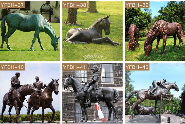 Life-size Casting Bronze Antique Horse Sculpture Lawn Decoration for Sale