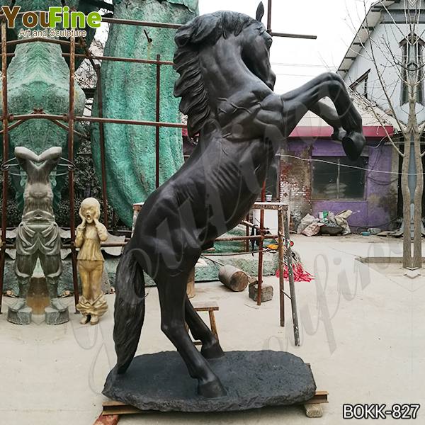 Life Size Black Bronze Jumping Horse Sculpture for Sale BOOK-827