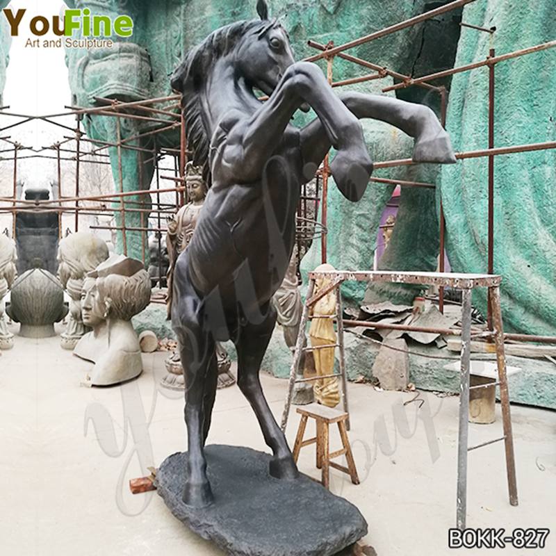 Life Size Black Bronze Jumping Horse Sculpture for Sale- Youfine