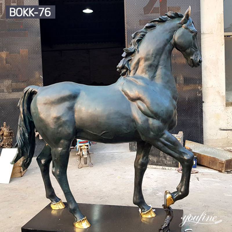 Life Size Casting Bronze Horse Statue Outdoor Lawn Decor for Sale BOKK-076