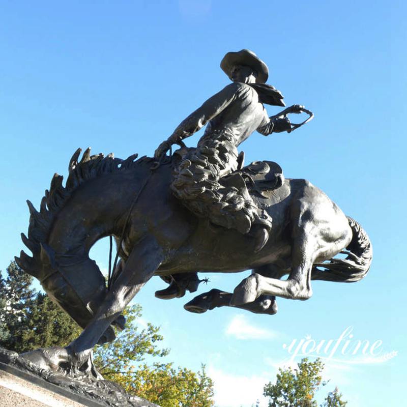 Large Casting Bronze Outdoor Cowboy Statue Square Decor factory supplier