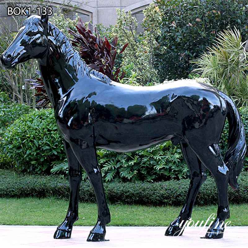 Life Size Polished Bronze Standing Horse Statue Garden Decor factory supplier