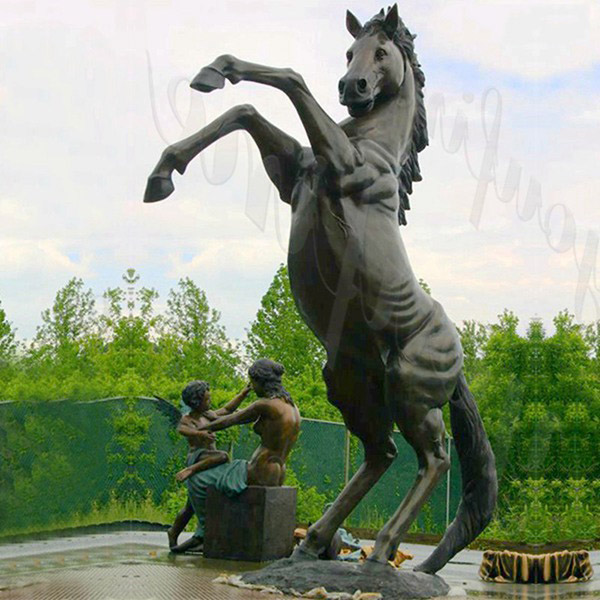 bronze jumping galloping horse statue-1