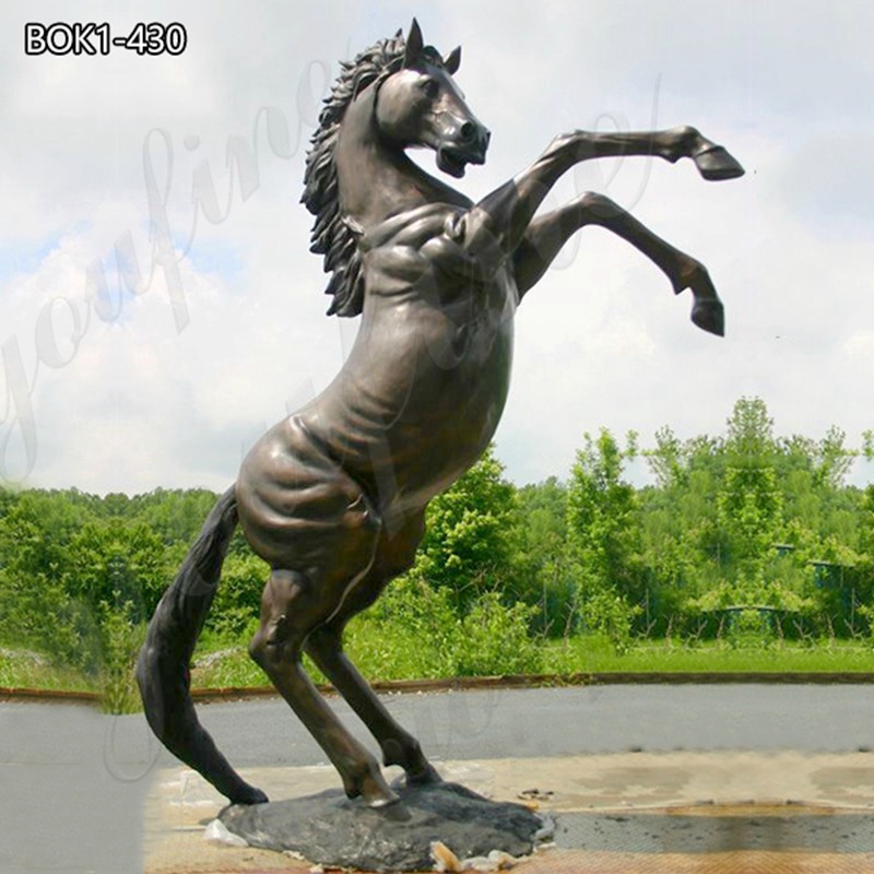 bronze jumping galloping horse statue-3